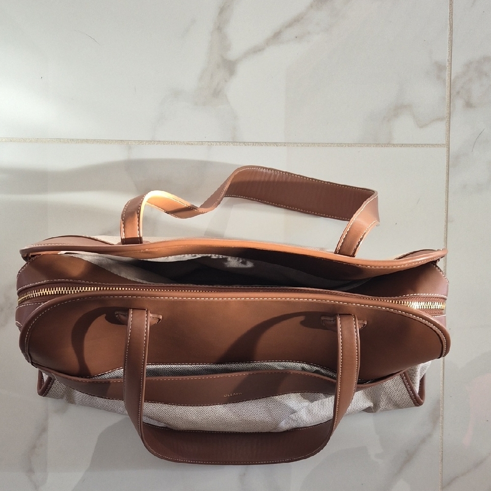 Beige and Brown Canvas Tote Bag - Picture 8 of 10